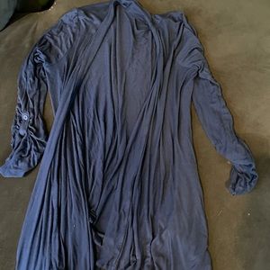 Loose fitting blue maternity cardigan